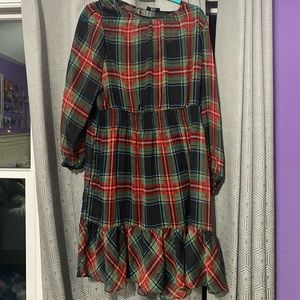 J Crew Cinched-waist dress in plaid